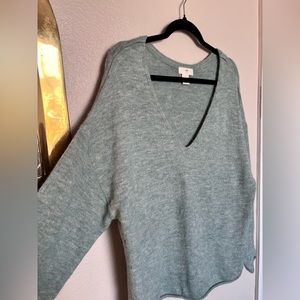 Oversized super soft sweater - v neck oversized sweater -  light blue/teal